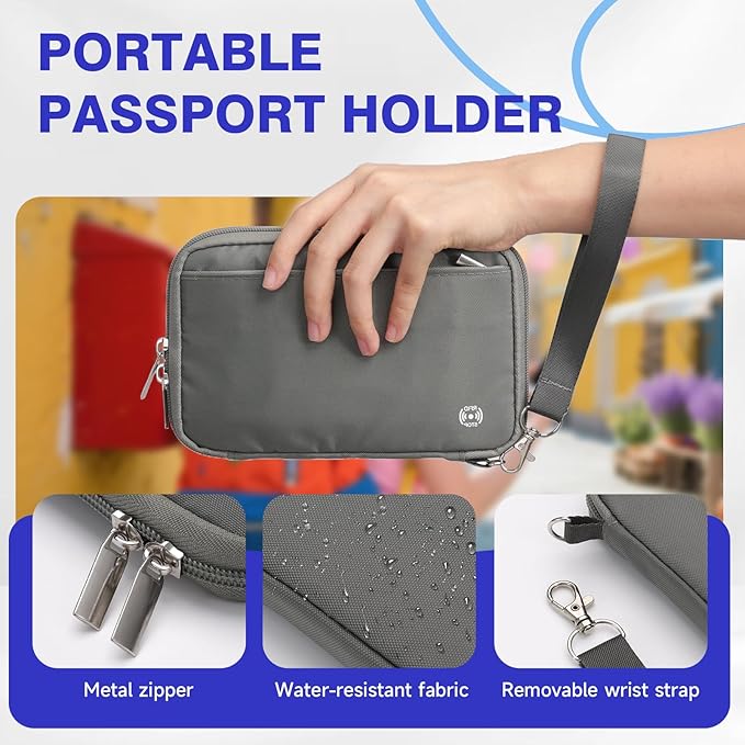 WALNEW Family Passport Holder for 5 - Large Travel Organizer Holds up to 6 Passports, RFID Blocking Water Resistant Document Wallet for Cards, Tickets, Boarding Passes