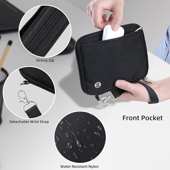 WALNEW Passport Holder Family for 4, RFID Blocking Travel Wallet Women Men, Lightweight Zipper Document Organizer Pouch Bag Credit Cards Case Cover for Travelling, Black | Family for 4, RFID Blocking, Lightweight, Zipper, Document Organizer, Pouch Bag