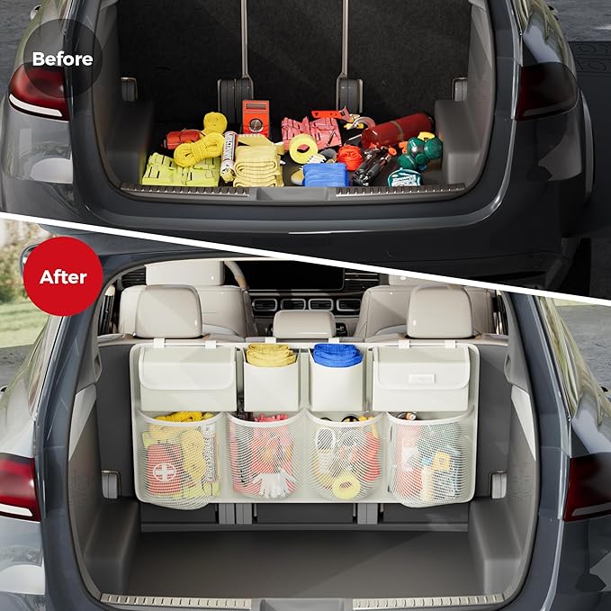 SURDOCA Car Trunk Organizer, LARGE CAPACITY(43 x 19 in) Car Storage Bag with 8 Pockets, 7X Upgraded Trunk Storage Organizer for Car, SUV, Truck, MPV