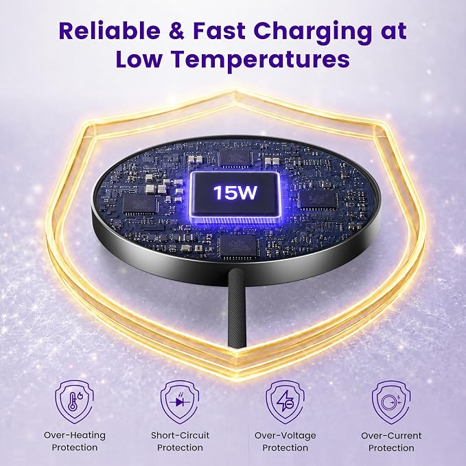 15W Wireless Charger for Apple MagSafe Charger, Magnetic Fast Charging Pad | Compatible for iPhone 17 16 15 14 13 12 Pro Max, AirPods-Slim Portable for Desk Bedside and Travel - 2 Pack, Black
