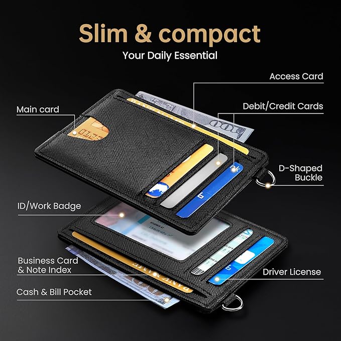 Mayski Slim Wallet, Credit Card Holder for Women, Minimalist Front Pocket RFID Blocking Card Cases, Small Wallet Women Men(Cross Black)