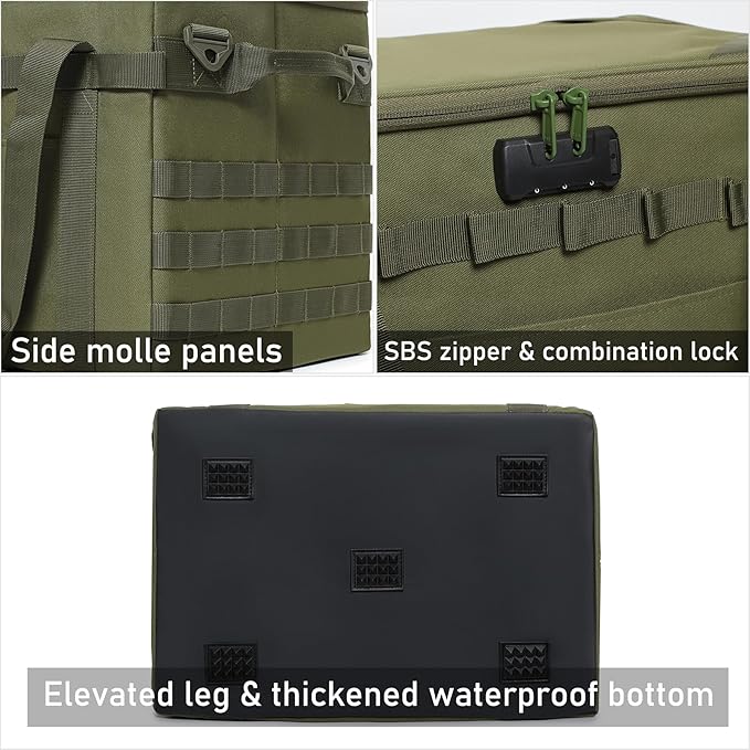 Tactical Camping Storage Bag - 38L Utility Tote Bag Organizer with Combination Lock and Shoulder Strap