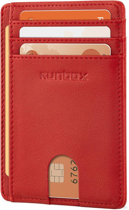 RUNBOX Slim ID Cases Minimalist Front Pocket RFID Blocking Leather Wallets for Men and Women Card Holder Wallets Gifts for men