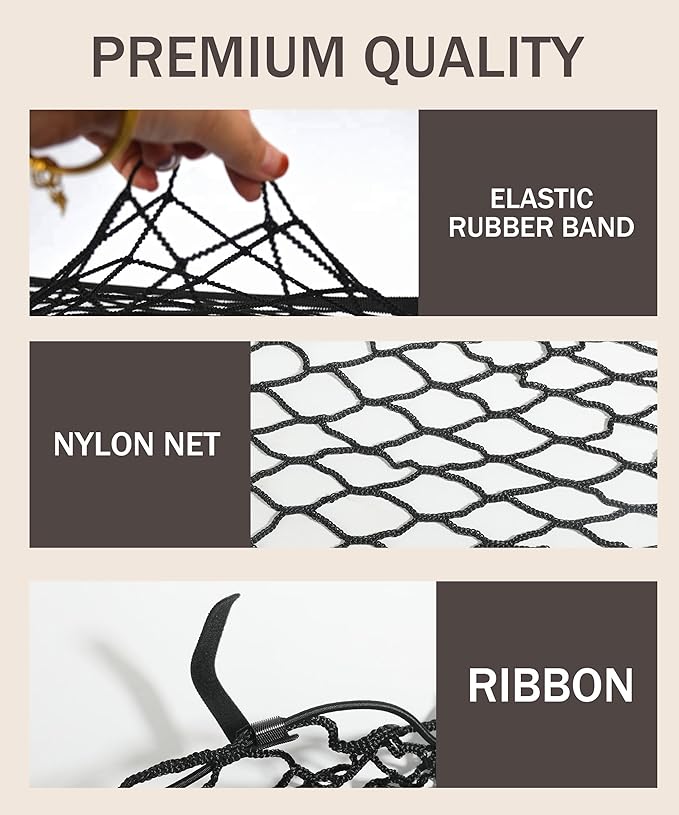 bylikeho Cargo Net,Adjustable Trunk Storage Net with Hook,Car Accessories Exterior,Elastic Trunk Stretchable Tailgate Nets,Automotive Organizer and Storage,Suitable for Most Vans,SUVs,Pickup,Trucks