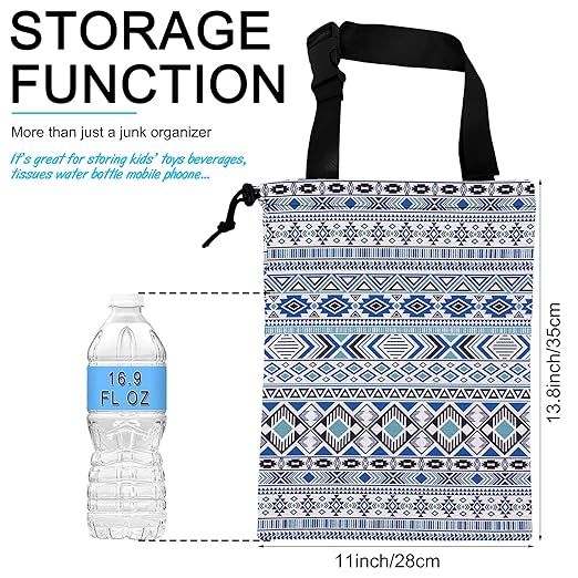 Car Trash Bag Hanging Sprites Tribal Motifs Car Trash Can Waterproof Garbage Bag Hanging for Car Back Seat with Adjustable Straps and Drawstring for Car Accessories Vehicle Travelling