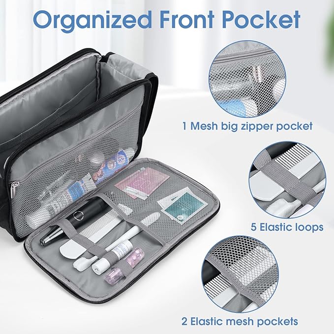 Wedama Toiletry Bag for Men, Handheld Travel Bag, Waterproof Toiletries, Thickened Polyester Dopp Kit, Toiletries Business Trips and Camping, Black