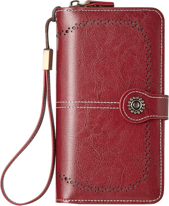 TFKGS Wallet for Women RFID Blocking Leather Large Capacity Card Holder Ladies Phone Clutch Travel Long Purse Wristlet | RFID Blocking, Leather, Large Capacity, Ladies, Travel