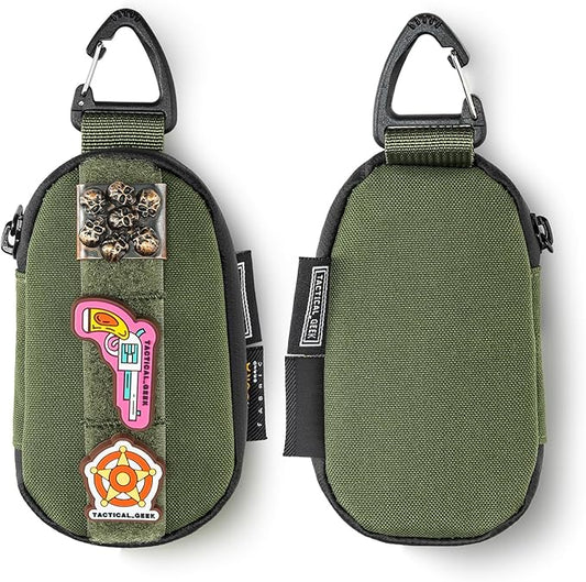 TACTICAL GEEK Storage A7 EDC Key Chain Case, Custom Carabiner, Mini Key Organizer, Portable Zippered Case for Daily Carry Green