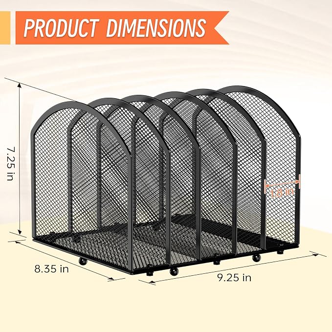 MINDEPOT Desk File Organizer 5 Sections Desktop Organizer File Mail Sorter Office Organization File Folder Holder for Office School & Classroom (Black, 5 Section - 2Pack)