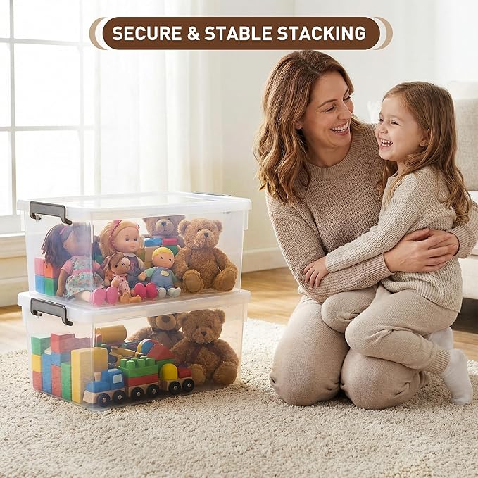 ITYLIFE CITYLIFE Citylife 33 Qt. Plastic Storage Bins with Lids Large Stackable Storage Containers for Organizing Clear Storage Box, 4 Packs Durable Totes for Storage Toys, Clothes
