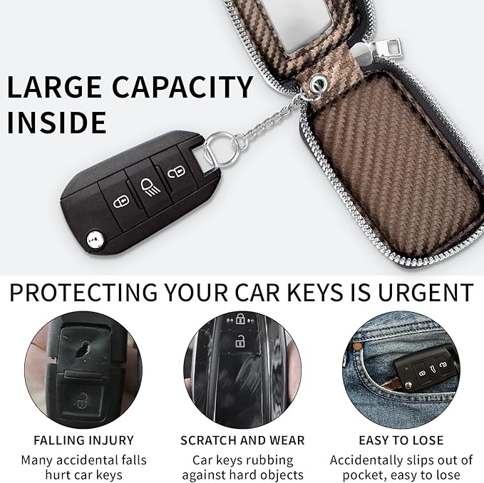 vvag Premium Car Key Fob Case Genuine Leather Car Smart Key fob Holder Car Remote Keychain Bag Universal