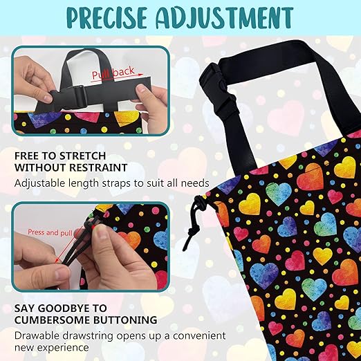 Car Trash Bag Watercolor Colorful Hearts Leak-Proof Waterproof Car Garbage Bag with Drawstring Foldable Canvas Trash Bin with Adjustable Buckle for Car Accessories, Travelling, Camping