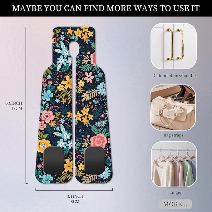 PU Leather Car Seat Hook, Storage Headrest Hanger, Cute Car Backseat Organizer, Car Hooks For Purses and Bags Dark Floral Pattern