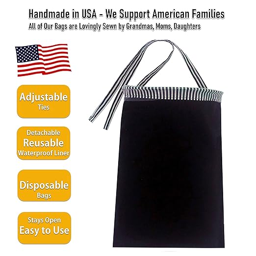 Car Trash Bag Hanging Front Seat Back Seat Headrest Console - Car Trash Bin with Reusable Waterproof Liner and Disposable Bags - Car Waste Basket (Large Black)