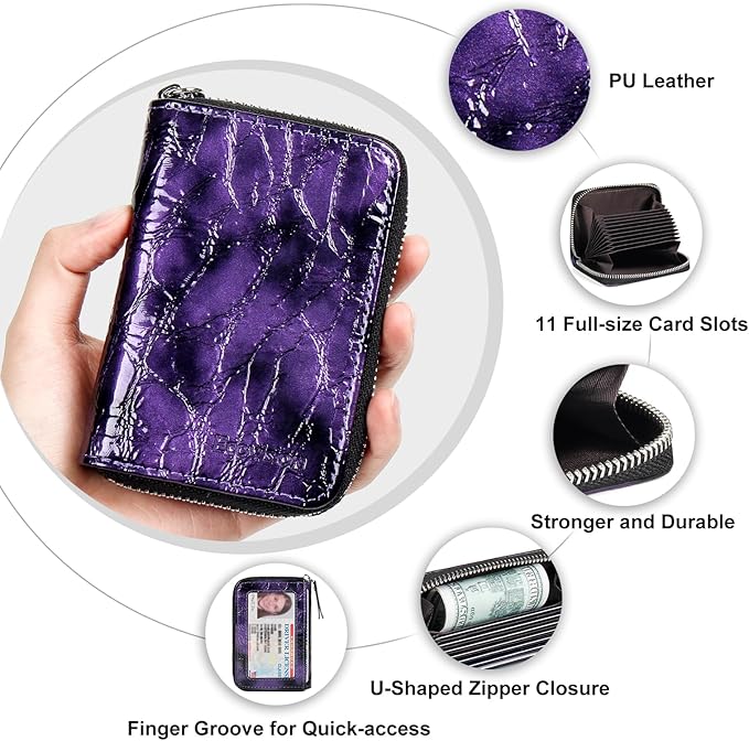 EcoVision Credit Card Holder RFID Card Case Wallet, Small Accordion Zipper Card Case Holder, Card Organizer Case for Women Men