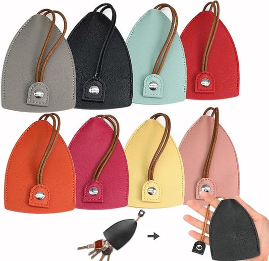 Car Key Case, 8Pcs Creative Pull-Out Key Case Cover, PU Leather Large-Capacity Car Key Protective Bag