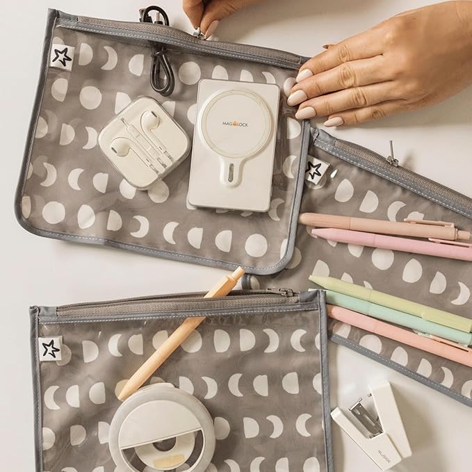 Tiny Twinkle Diaper Bag Organizing Pouches|3 Pack Mess-Proof Clear Front Travel Organizer Bags&TSA Approved Toiletry Bag Set for Baby and Mom Essentials