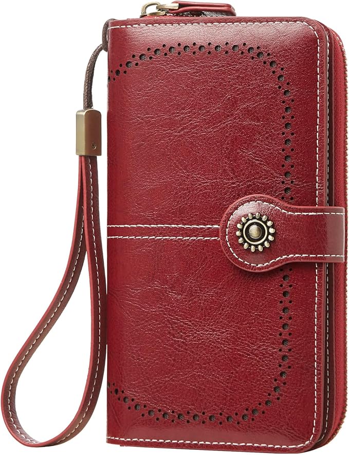 TFKGS Wallet for Women RFID Blocking Leather Large Capacity Card Holder Ladies Phone Clutch Travel Long Purse Wristlet | RFID Blocking, Leather, Large Capacity, Ladies, Travel