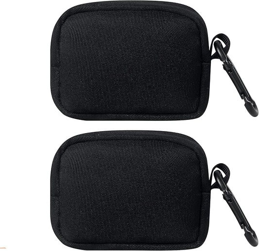 2-Piece Mini Pouch with Carabiner Clip, Unisex Small Organizer Case for Electronics, Makeup, and Accessories (Black)