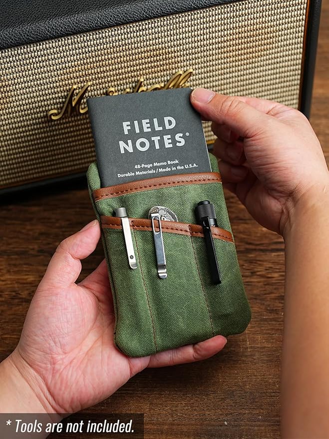 Sayram SP6 EDC Pouch, Waxed Canvas Compact Pocket Organizer, EDC Pocket Pouch for Men, Zippered Pocket Pouch, Mini EDC Organizer for Everyday Carry, Multitool Organizer Pouch (Oil Wax Green)