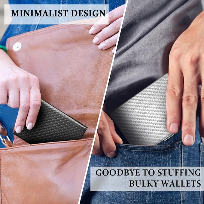 Textured Stainless Steel RFID Card Holder – Anti-Slip Etched Metal Credit Card Case with Unique Chevron Pattern – Slim Wallet for Men & Women (Gold Finish)