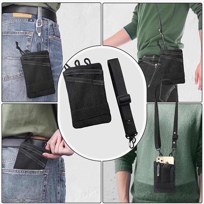 Platy Pocket Organizer, Durable EDC Tool Pouch for Men, Neck Wallet with Paracord Lanyard, Holds Flashlight, Multitool, Pen, Notebook