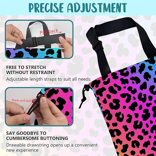 Car Garbage Bag Rainbow Cheetah Leopard Print Drawstring Car Trash Bag Hanging for Back Seat with Adjustable Buckle Canvas Vehicle Trash Can Easy-to-Install