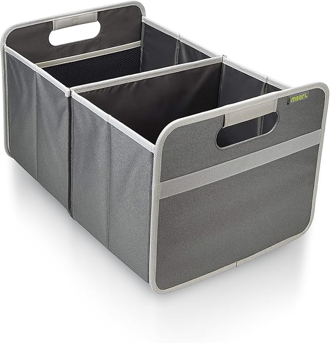 meori Large Trunk Organizer for Groceries Collapsible Granite Grey Storage Car SUV 2 Compartments
