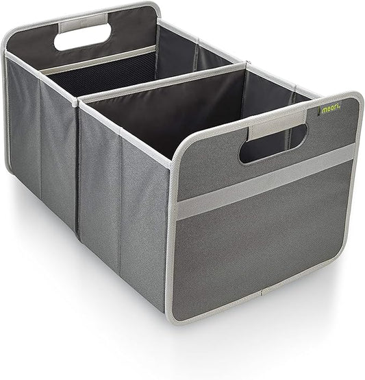 meori Large Trunk Organizer for Groceries Collapsible Granite Grey Storage Car SUV 2 Compartments