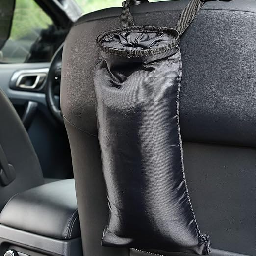IPELY Universal Car Garbage Bag Back Seat Headrest Litter Trash Garbage Can (Black)