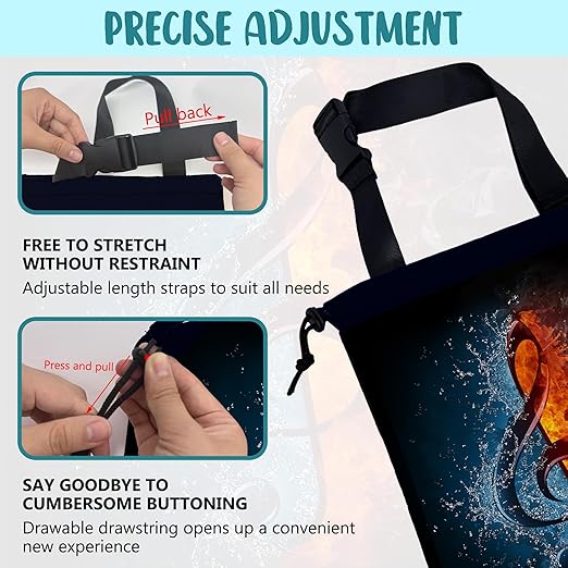 Car Trash Bag Music Note in Fire and Water Leak-Proof Waterproof Car Garbage Bag with Drawstring Foldable Canvas Trash Bin with Adjustable Buckle for Car Accessories, Travelling, Camping