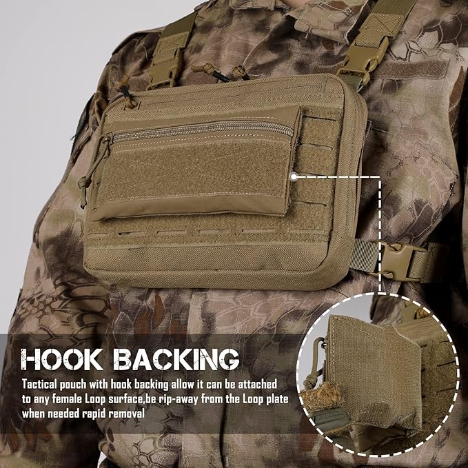 WYNEX Tactical Tool Zipper Pouch, Bag Insert EDC Organizer Utility Admin Storage Pocket Accessories Snack Pouch with Hook Backing for MK3 MK4 Chest Rig