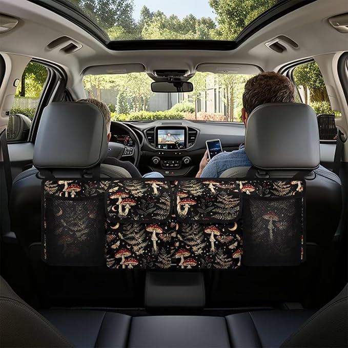 Red Mushroom Car Truck Organizer Hanging Cargo Storage Bag for SUVs, Vans, Cars, Collapsible Car Storage Bag Keep Your Trunk Neat and Organized