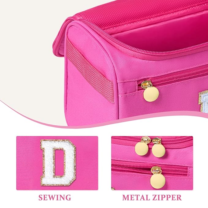COSHAYSOO Initial Girls Hanging Toiletry Bag Tween Preteen Teenager Valentines Day Birthday Gifts Basket Stuffers for Teen Girl 10-12 12-14 16-18 Travel Trip Favors College Dorm Gift Pink Letter D