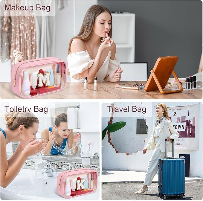 YOOLIFE Teacher Appreciation Gifts for Teacher Mothers Day Gifts for Mom Women Travel Makeup Bag for Teachers Clear Makeup Bags Cosmetic Bag Birthday Gift for 6 7 8 9 10 11 12 Year Old Girls Pink K
