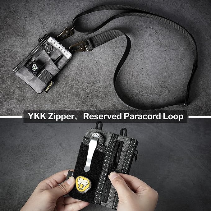 VIPERADE VE18-S Small EDC Pouch, Mini EDC Pocket Organizer for Men, EDC Pocket Organizer, 3 Slots with 2 Zipper Pockets Multitool Pouch