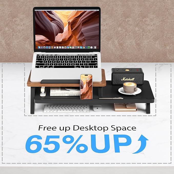 Adjustable Laptop Stand 2-Tier Riser Holder,Ventilated Cooling Ergonomic Computer Desk Organizer Accessories for 10-15.6" Notebook,Desktop Storage Compatible with MacBook,Dell,HP,Lenovo