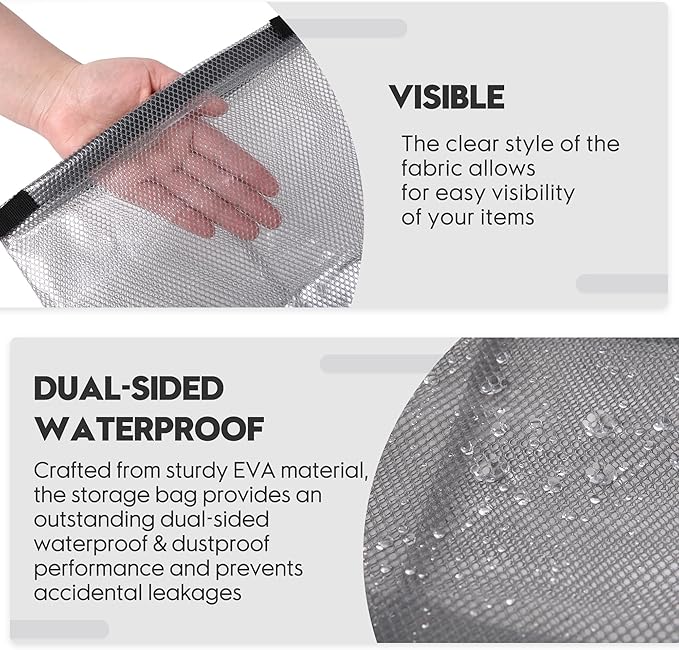 Sea Team 2-Pack Waterproof Travel Toiletry Bag, Makeup Organizer & Storage Pouch - Clear EVA Material, Large Opening, Portable Handle for Travel, Gym, Swimming, Daily Use
