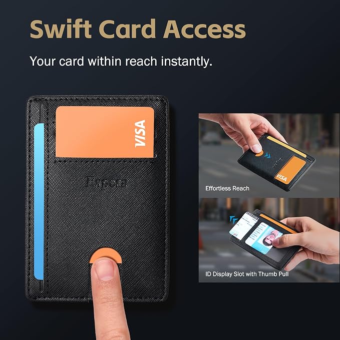 Espera Slim Minimalist Front Pocket Wallet for Men, RFID Blocking Credit Card Holder, Thin Travel ID Card Case, Gifts for Men