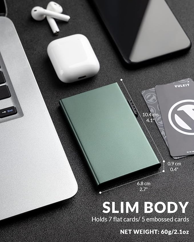 VULKIT Minimalist Credit Card Holder Pop Up Cards RFID Protection Slim Metal Wallet
