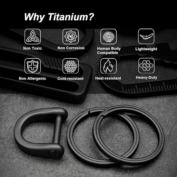 PJYTAC Titanium Keychain Rings Heavy Duty Side Push Key Rings for Car Keys Easy Quick Release EDC Split Keyrings