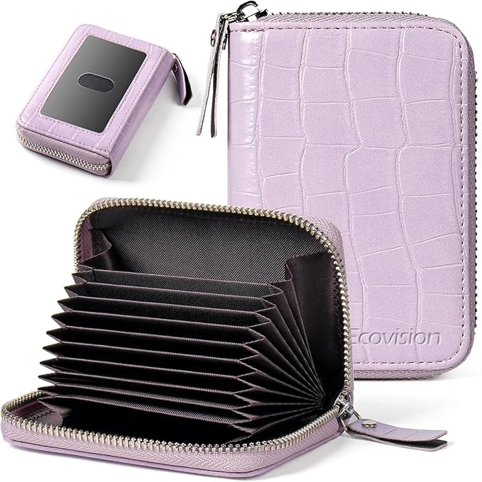 EcoVision Credit Card Holder RFID Card Case Wallet, Small Accordion Zipper Card Case Holder, Card Organizer Case for Women Men