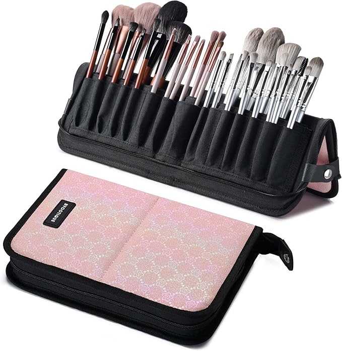BYOOTIQUE Makeup Brush Holder Bag Foldable Cosmetic Case ForgetMeNot Pink Artist