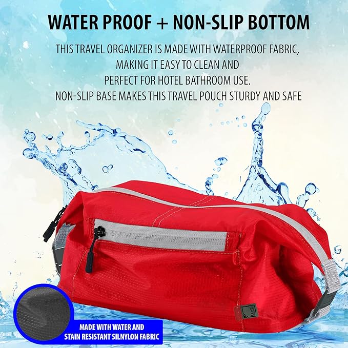 Lewis N Clark Electrolight Toiletry Kit for Travel, Gym, Bathroom, TSA Approved Waterproof Toiletry Bag with Hanging Straps and Non-Slip Bottom