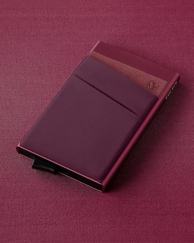 VULKIT Card Holder with Money Pocket Pop Up Wallet RFID Blocking Slim Metal Bank Card Case Holds 5 Cards and Notes