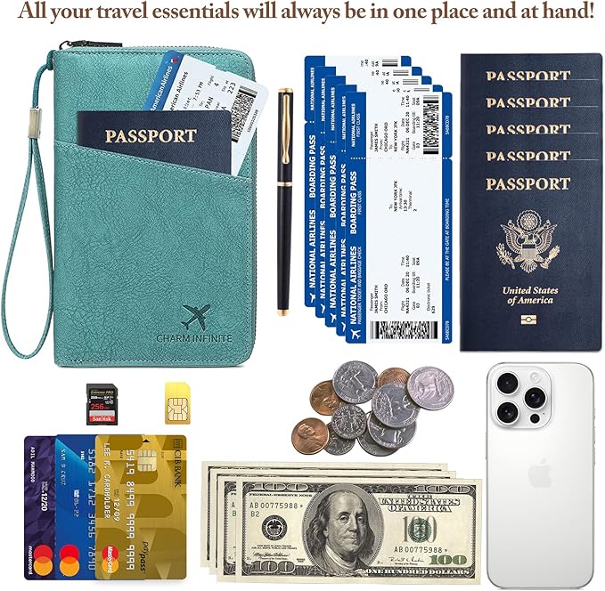 Family Passport Holder for Travel Women and Men RFID Passport Holder with Card Slots Holder Passport Case Passport cover Passport Wallet Travel Essentials and Accessories