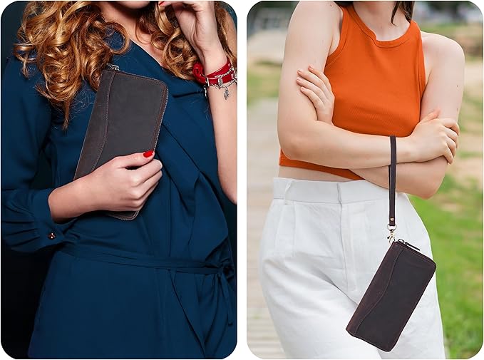 Oak Leathers Brown Leather Wallet for Women - RFID Womens Wallet Clutch with 8 Credit Card Holder, Coin Pocket