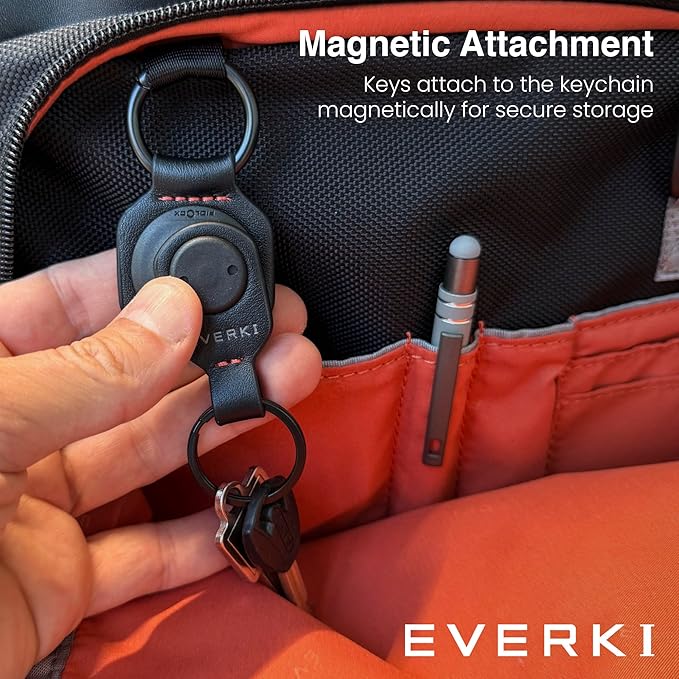 EVERKI Quick-Release Leather Keychain – Magnetic One-Hand Detachable Keychain, Secure Quick-Release Key Ring for Backpacks – Compact & Lightweight Design, Ideal Gift for Business Commuters & Travelers