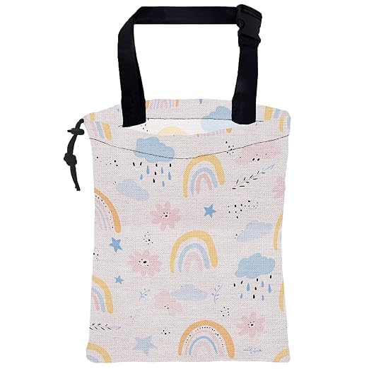Car Trash Bag Abstract Rainbow Cloud Leak-Proof Waterproof Car Garbage Bag with Drawstring Foldable Canvas Trash Bin with Adjustable Buckle for Car Accessories, Travelling, Camping