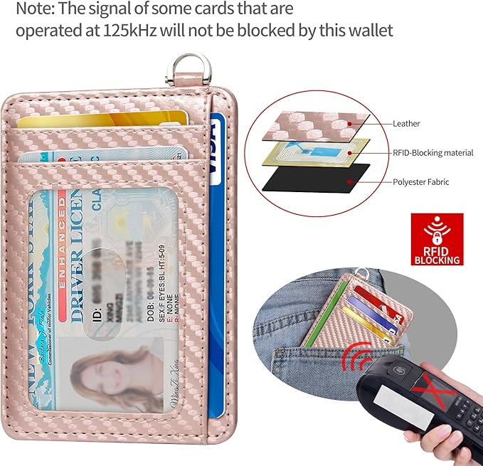 EcoVision Slim Minimalist Front Pocket Wallet, RFID Blocking Credit Card Holder Wallet with Detachable D-Shackle for Men Women